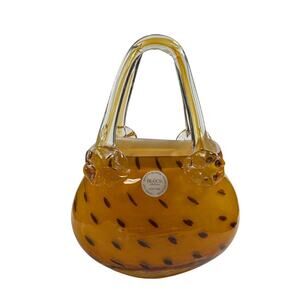 Block Crystal / Purse / Glass / Cheetah / Leopard Print / Handmade / Vintage